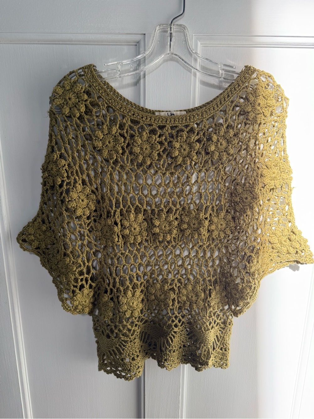 Ya Los Angeles Olive Crochet Floral Open-Knit Top